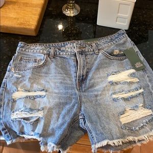 High rise distressed shorts